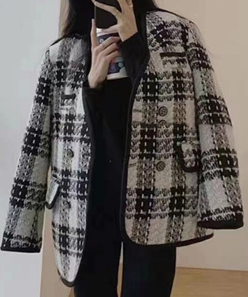 「DAY CLOSET」 ツイードジャケット M ブラック レディース_画像2