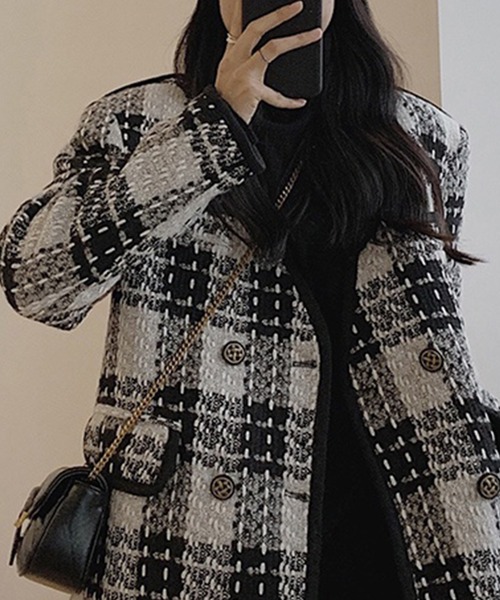 「DAY CLOSET」 ツイードジャケット M ブラック レディース_画像6