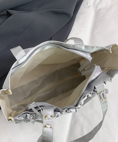 トートバッグ リボンフリルデザイントートバック レディース