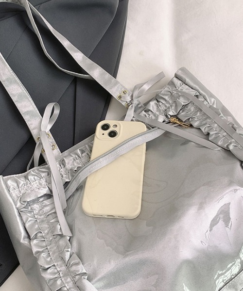 R&D.M.Co- /フリルデザイン トートバッグ トートバッグ リボンフリルデザイントートバック レディース