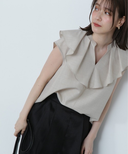 「N.（N. Natural Beauty Basic）」 ノースリーブブラウス MEDIUM ベージュ レディース
