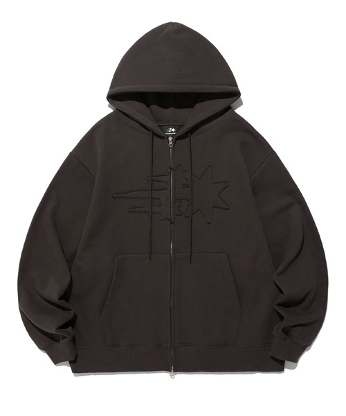 「NICE GHOST CLUB」 ジップアップパーカー L ブラウン レディース