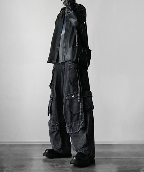 ADRER 「ADRER」 加工デニムパンツ X-SMALL ブラック メンズ