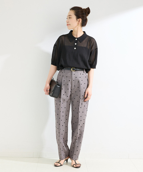 B.C STOCK（ベーセーストック） スラックス パンツ 手洗い可 / ドット