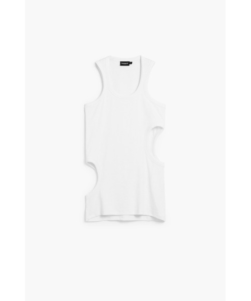 tシャツ カットアウトディテールノースリーブシャツ レディース