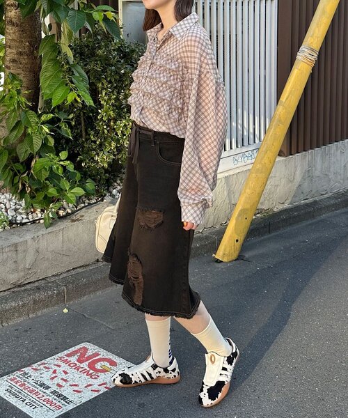 CIAOPANIC パンツ オーバーダイダメージハーフデニムパンツ