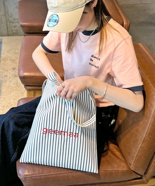 ストライプデザイン トートバッグ T R刺繍 トートバッグ カラーストライプ刺繍トートバック レディース