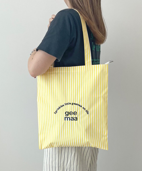トートバッグ カラーストライプ刺繍トートバック レディース