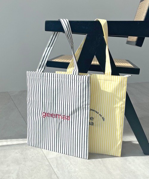 トートバッグ カラーストライプ刺繍トートバック レディース