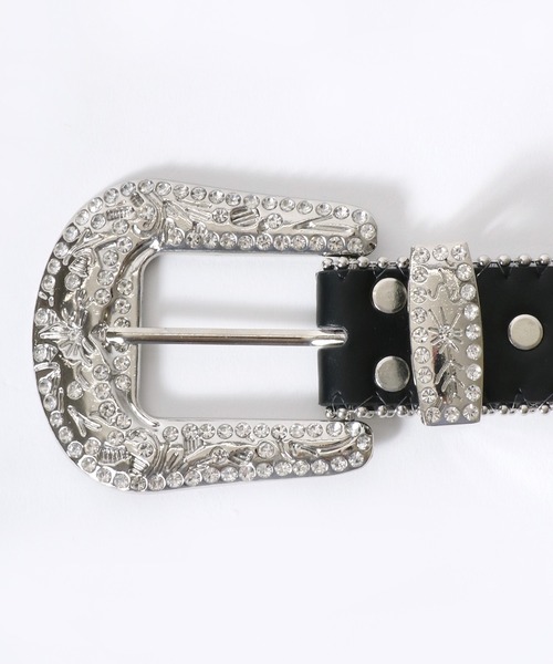 ベルト スタッズ×ラインストーン・レオパードベルト メンズ レディース