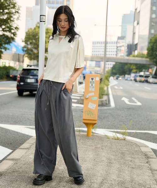tシャツ 「残りわずか！」シルケットオーバーサイズTシャツ｜ウォッシャブル/半袖/オフィスカジュアル/夏服 レディースの画像