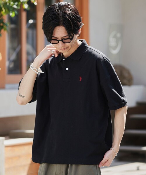 「FREAK'S STORE」 「U.S.POLO ASSN.」半袖ポロシャツ MEDIUM グリーン メンズ