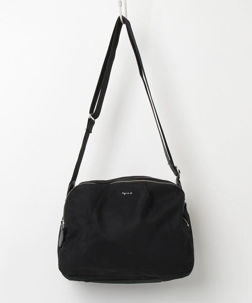 agnis b. ブラックショルダーバッグ アニエスベー agnes b. ロゴポシェット ブラック （ブラック