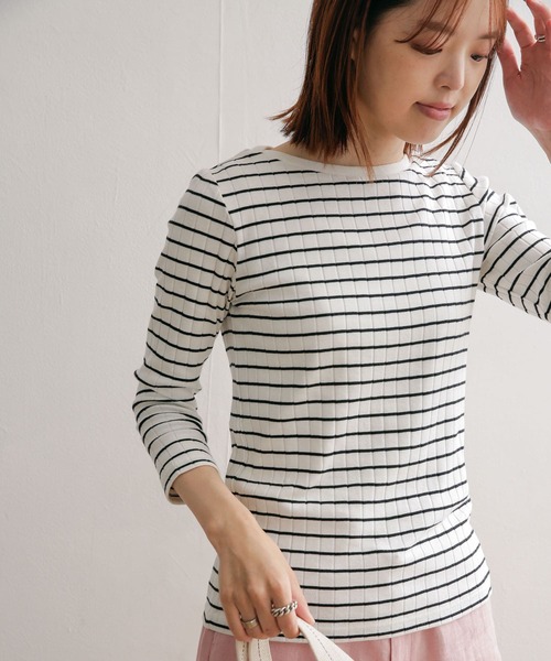 「URBAN RESEARCH DOORS」 7分袖カットソー MEDIUM ピンク レディース