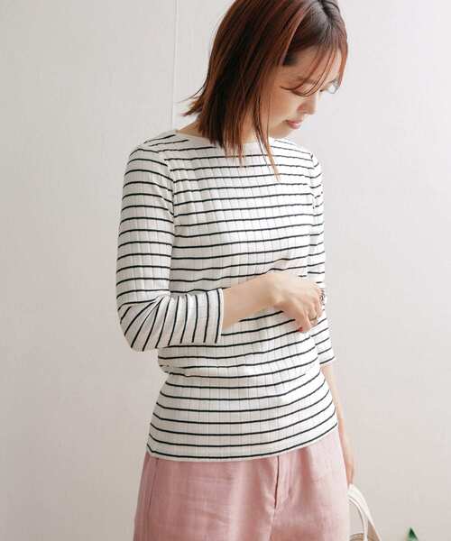 「URBAN RESEARCH DOORS」 7分袖カットソー MEDIUM ピンク レディース