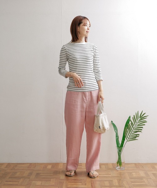 「URBAN RESEARCH DOORS」 7分袖カットソー MEDIUM ピンク レディース
