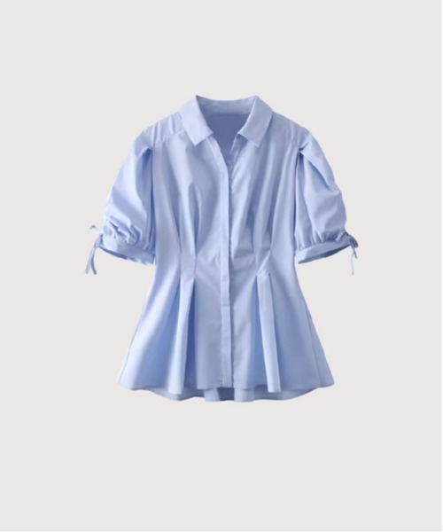 ブラウス シャツ Waisted Blue Ribbon Shirt レディース