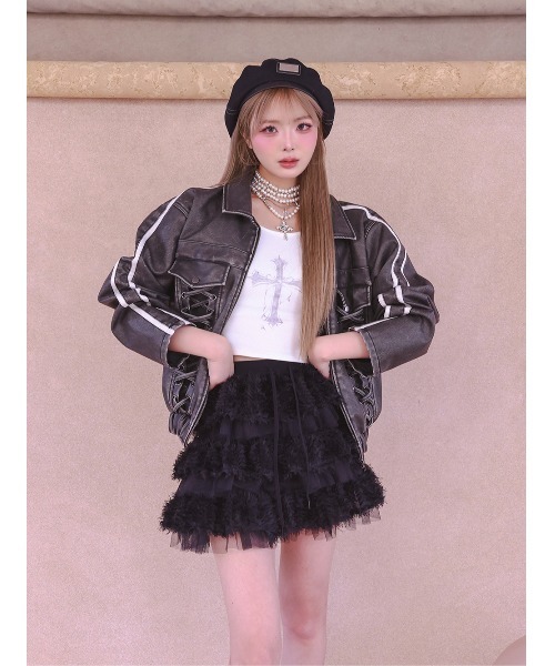 新品未使用タグ付き　darich ラインレザーオーバージャケット　ブラック Darich（ダーリッチ） コート アウター ラインレザーオーバー