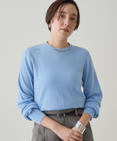 美品 ラウンジドレス カシミヤ100 クルーネックニット ゆったり 白 LOUNGEDRESS（ラウンジドレス）の「FURカシミヤVニット（ニット
