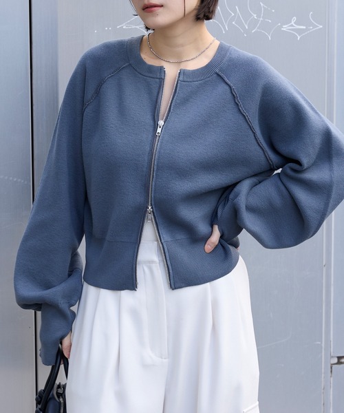 MONO-MART（モノマート） カーディガン 2WAYショート丈ダブルジップ