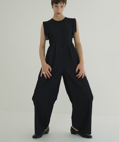 サロペット・オーバーオール・オールインワン CLANE SQUARE SLEEVE DENIM ALL IN ONE CLANE（クラネ） オールインワン 「CLANE/クラネ」SQUARE SLEEVE DENIM