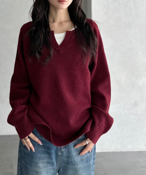 ニット セーター 「Good Riddance」ラグランスリーブ キーネック