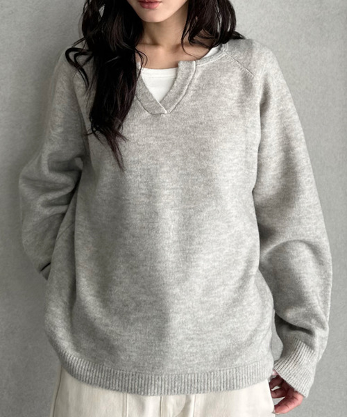 ニット セーター 「Good Riddance」ラグランスリーブ キーネック