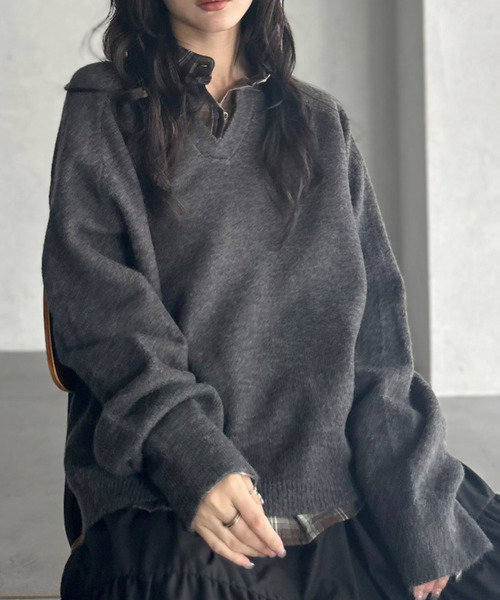 ニット セーター 「Good Riddance」ラグランスリーブ キーネック