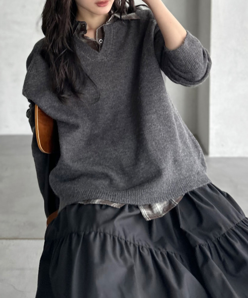 ニット セーター 「Good Riddance」ラグランスリーブ キーネック