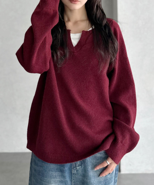 ニット セーター 「Good Riddance」ラグランスリーブ キーネック