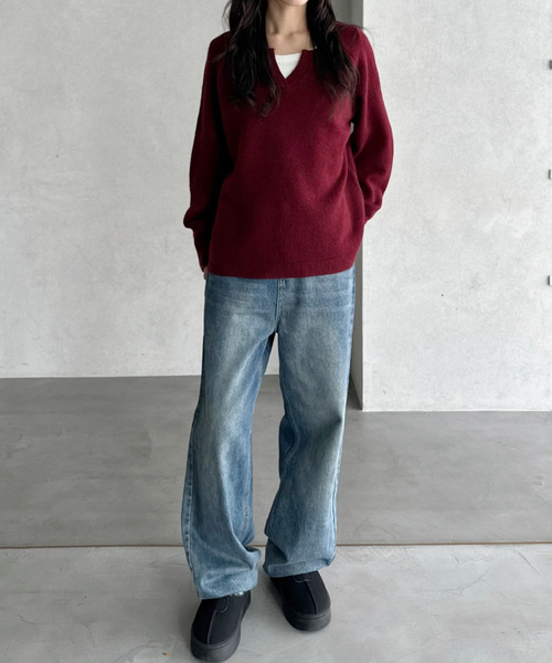 ニット セーター 「Good Riddance」ラグランスリーブ キーネック