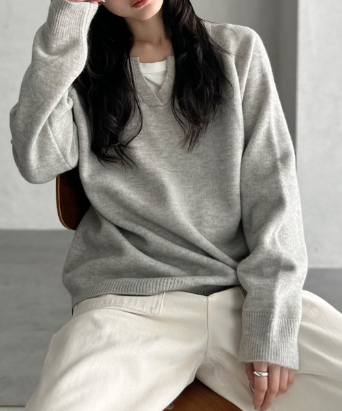 ニット セーター 「Good Riddance」ラグランスリーブ キーネック