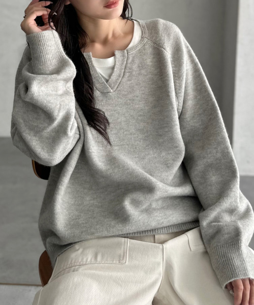 ニット セーター 「Good Riddance」ラグランスリーブ キーネック