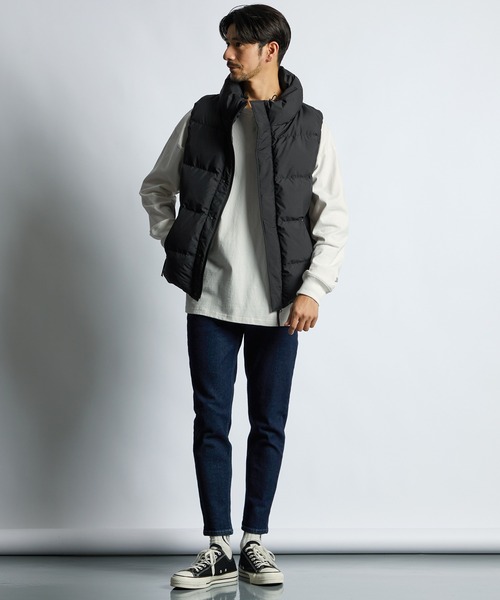 フード付きダウンベスト　ランバンコレクション グランドパーク Grand PARK 撥水フード付きダウンベスト （46カーキ