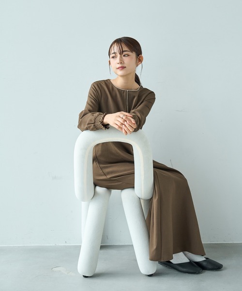 mil（ミル） ワンピース 配色サテンパイピングワンピース「585130
