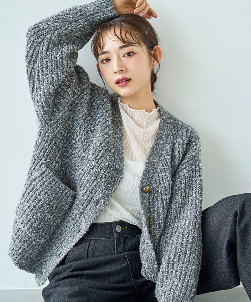 mil（ミル） カーディガン ミックスニットカーディガン「588105