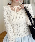 tシャツ リボンデザイン ドットプリント カッ...の詳細画像4