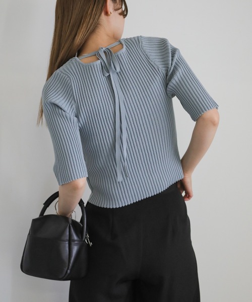 select MOCA（セレクトモカ） 7分袖カットソー FREE サックスブルー