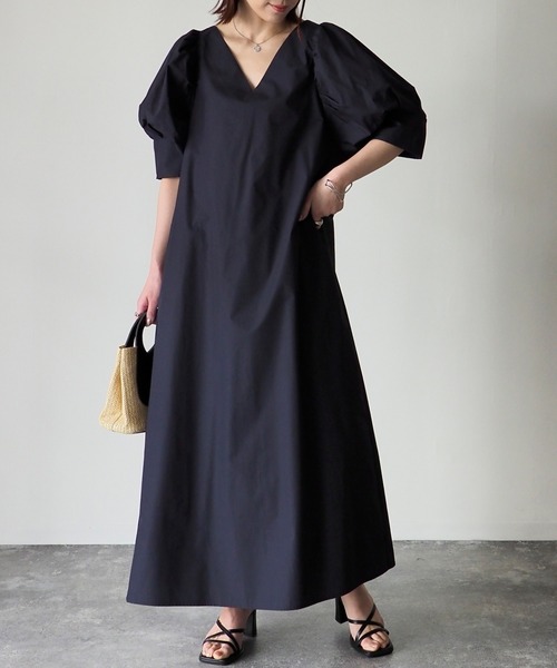 「Riberry」 半袖ワンピース MEDIUM ブラック レディース_画像4