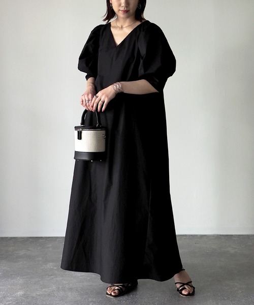 「Riberry」 半袖ワンピース MEDIUM ブラック レディース_画像5