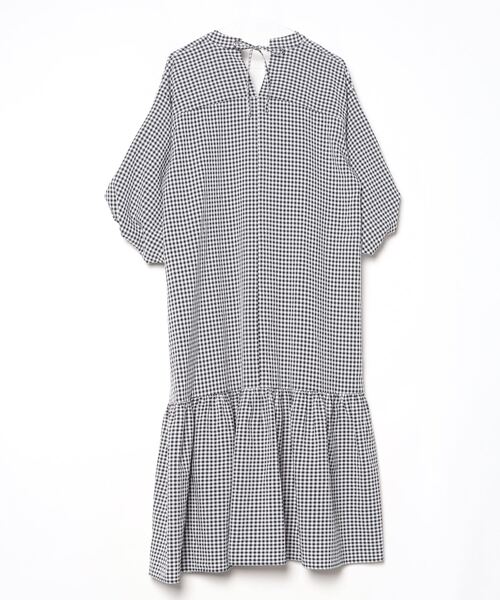 「Re.Verofonna」 チェック柄半袖ワンピース 38 ブラック レディース_画像2