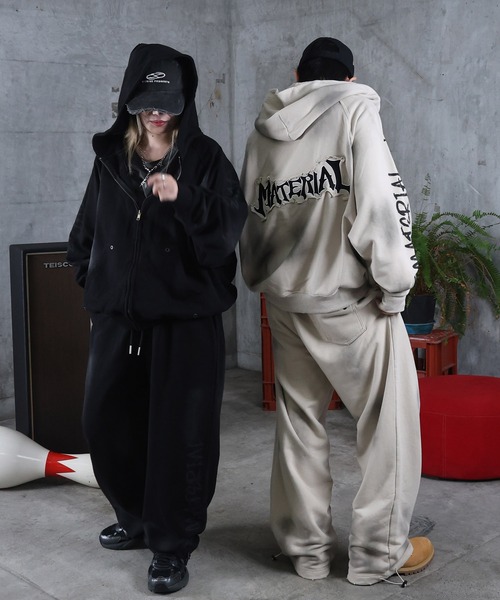 スウェットパンツ ジャージ AW 汚れ加工 プリント メンズ レディース