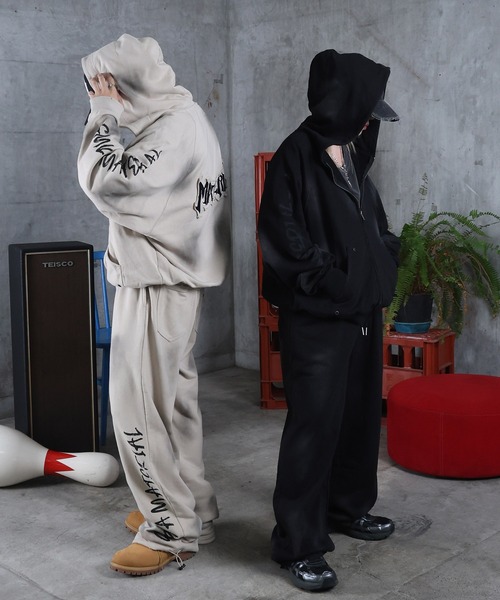 スウェットパンツ ジャージ AW 汚れ加工 プリント メンズ レディース