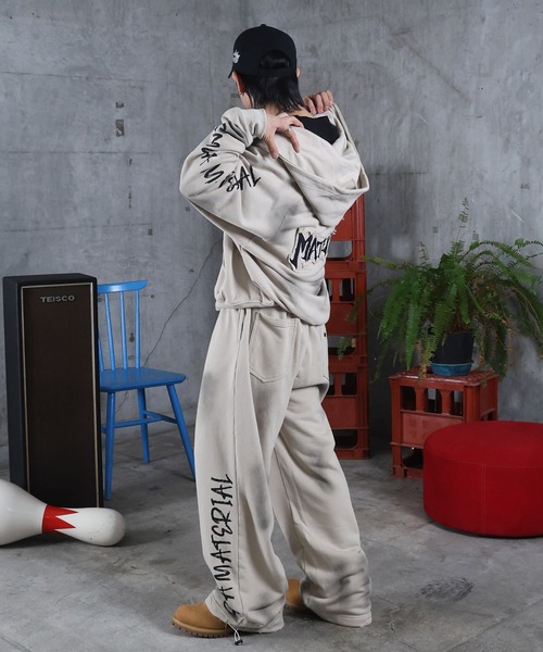 スウェットパンツ ジャージ AW 汚れ加工 プリント メンズ レディース