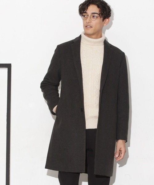 「NANO universe」 チェスターコート M ネイビー メンズ_画像3