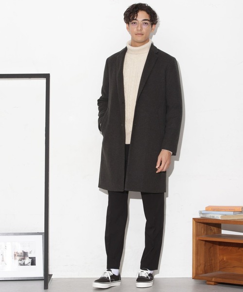 「NANO universe」 チェスターコート M ネイビー メンズ_画像6