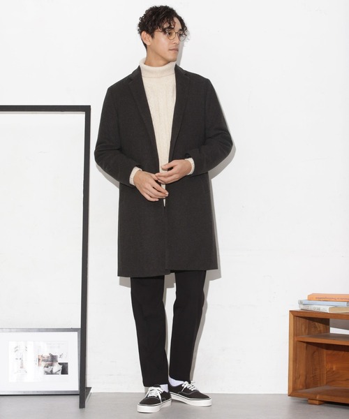 「NANO universe」 チェスターコート M ネイビー メンズ_画像7