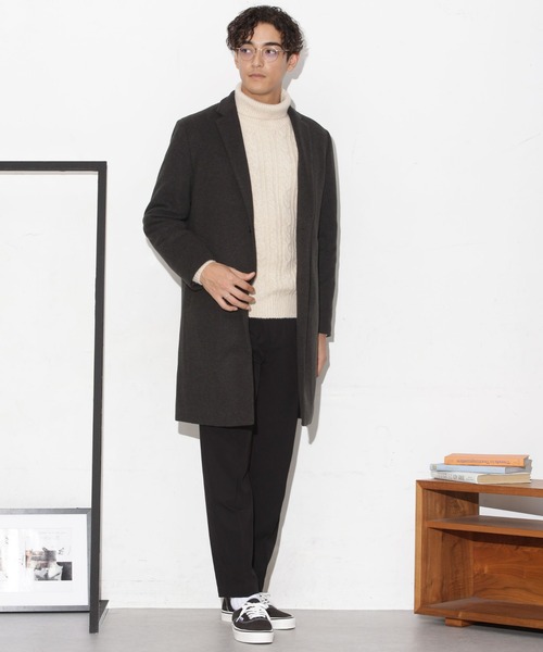 「NANO universe」 チェスターコート M ネイビー メンズ_画像8