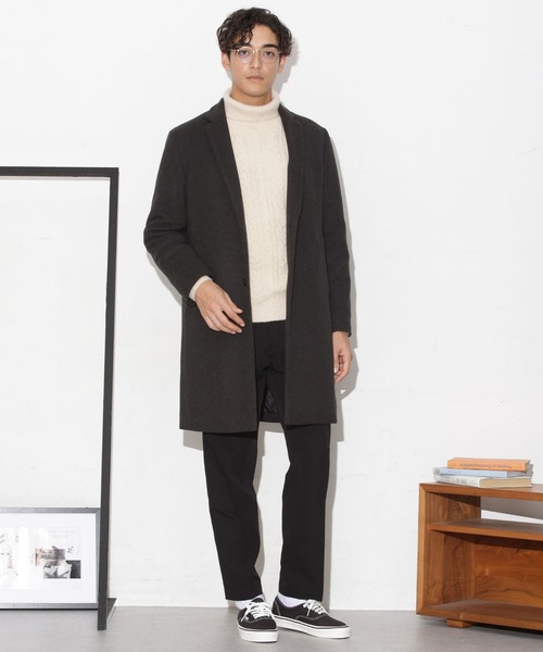 「NANO universe」 チェスターコート M ネイビー メンズ_画像9