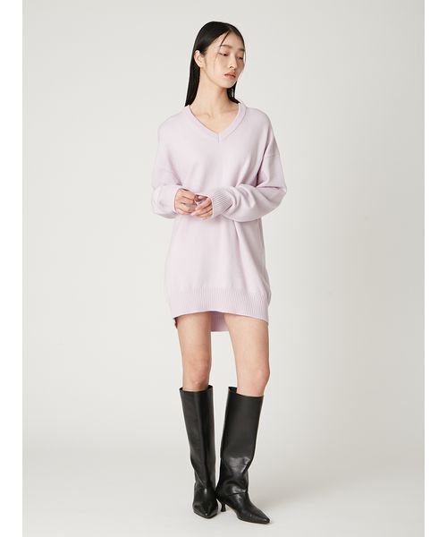 美品FRAY I.Dフレイ アイディーレイヤードシャツカラーウールワンピース レイヤードシャツカラーウールワンピース(ニットワンピース